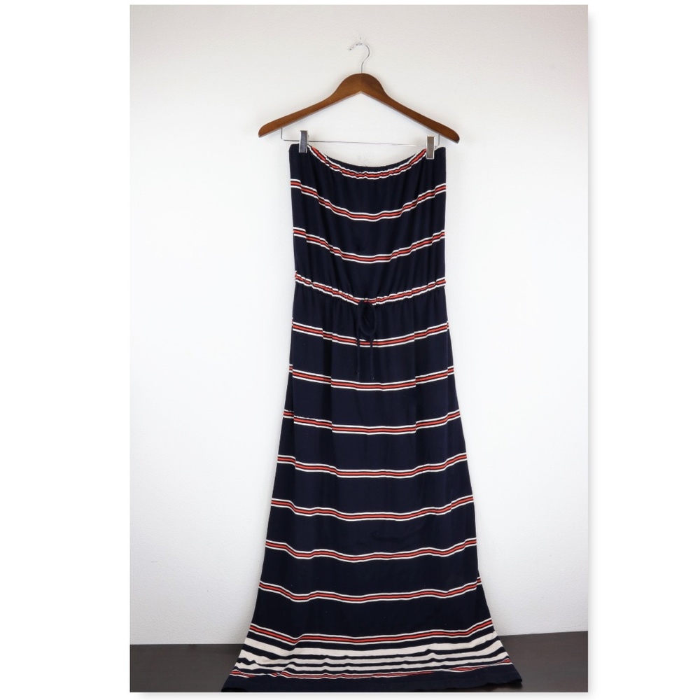 J.Crew Maxi Tube Top Jersey Blue Dress Size S
